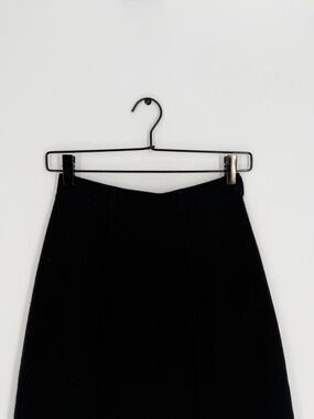 Lisa Yang Cashmere Black Belt Looped Seamed Straight Hem Maxi Skirt